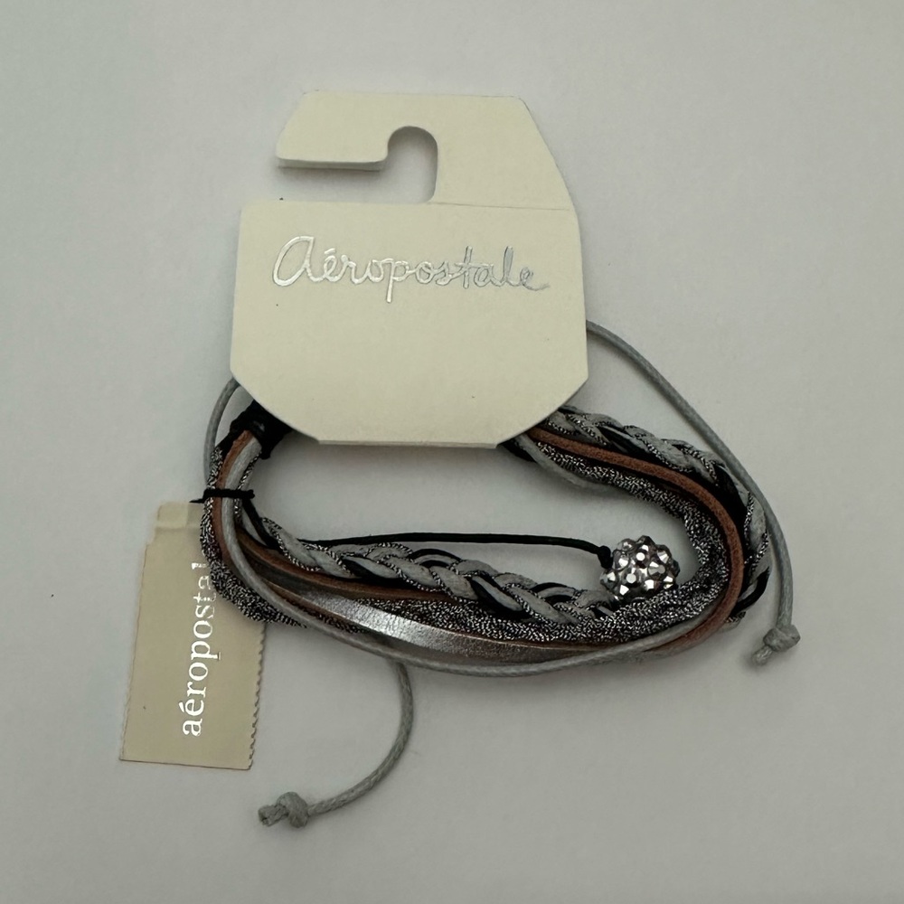 Aeropostale Bracelet Set in Black & Silver